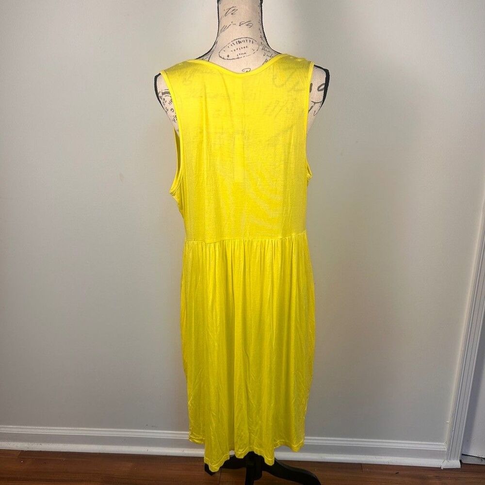 HiMone Yellow Sleeveless Midi Dress Womens Plus Size 3XL Casual Knit Empire - Picture 5 of 9